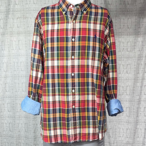 NWOT XL Polo Ralph Lauren Multi Color Plaid Long Sleeve Button Down - Picture 4 of 11